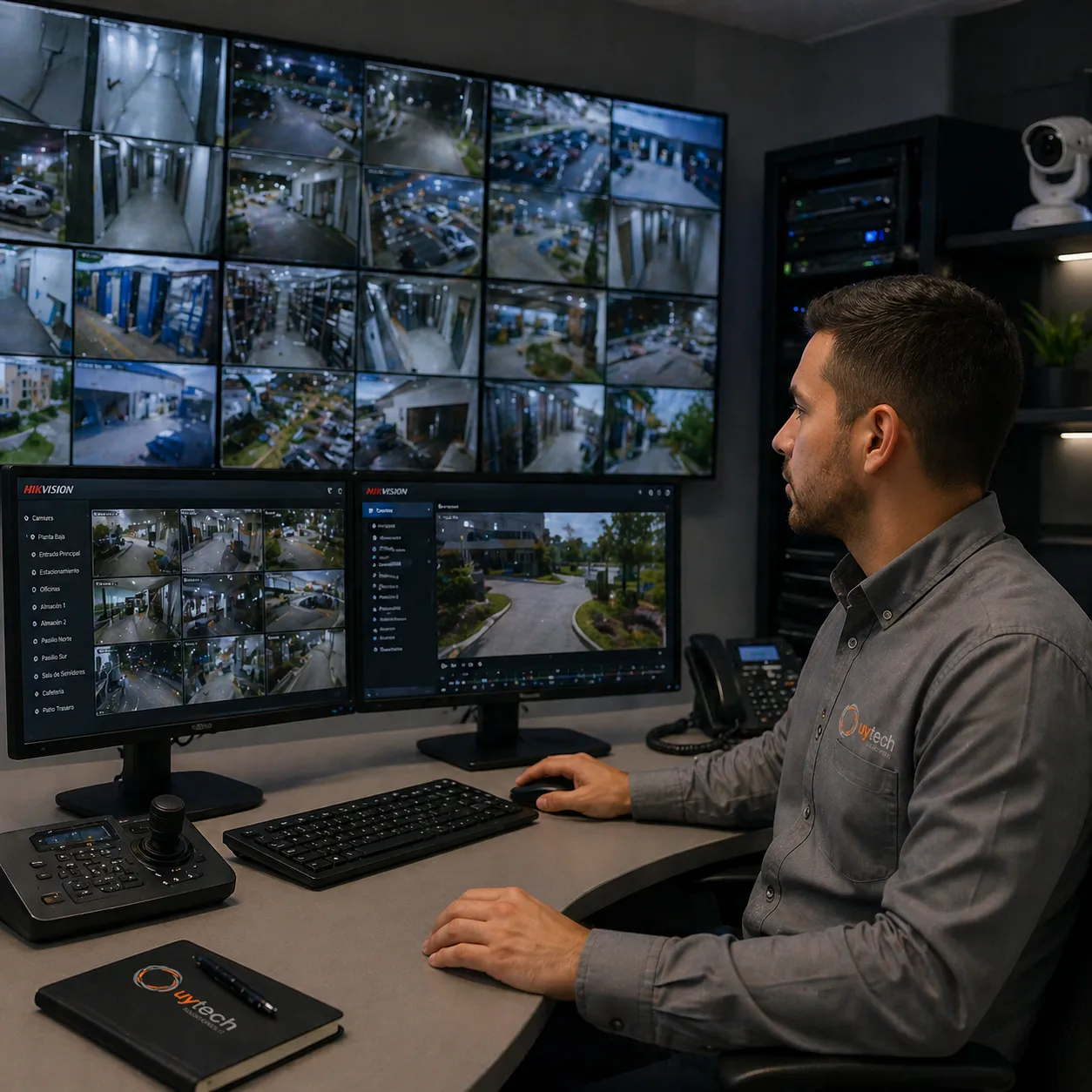 Sala de monitoreo con cámaras Hikvision
